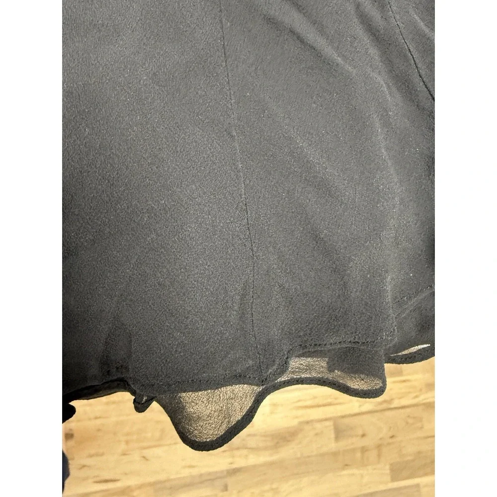Sundance Silk Midi Skirt Black 12 Mermaid Flare Sheer Overlay Whimsigoth Witchy